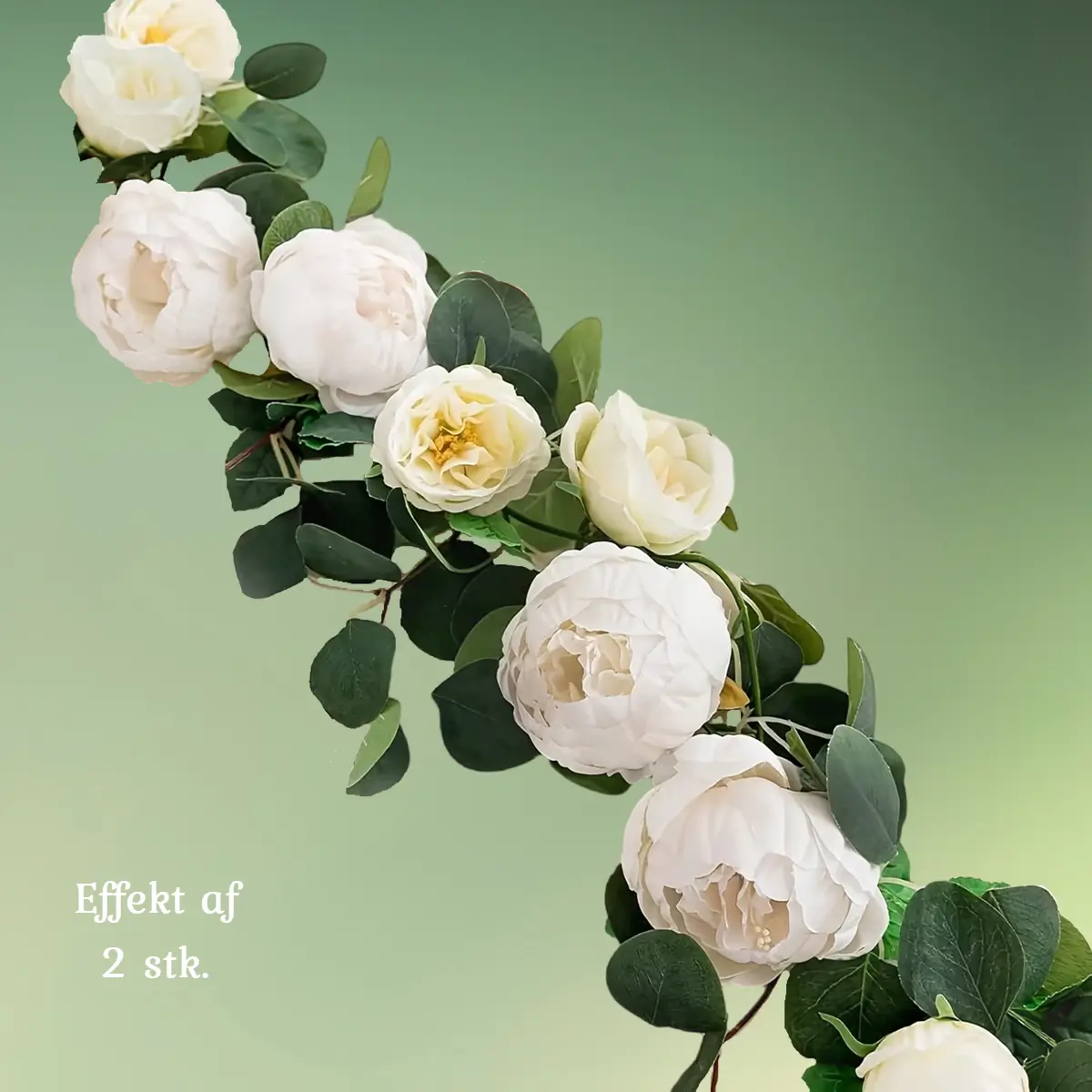 lej Kunstig blomsterranke med pæoner | Hvid | 1,8 m