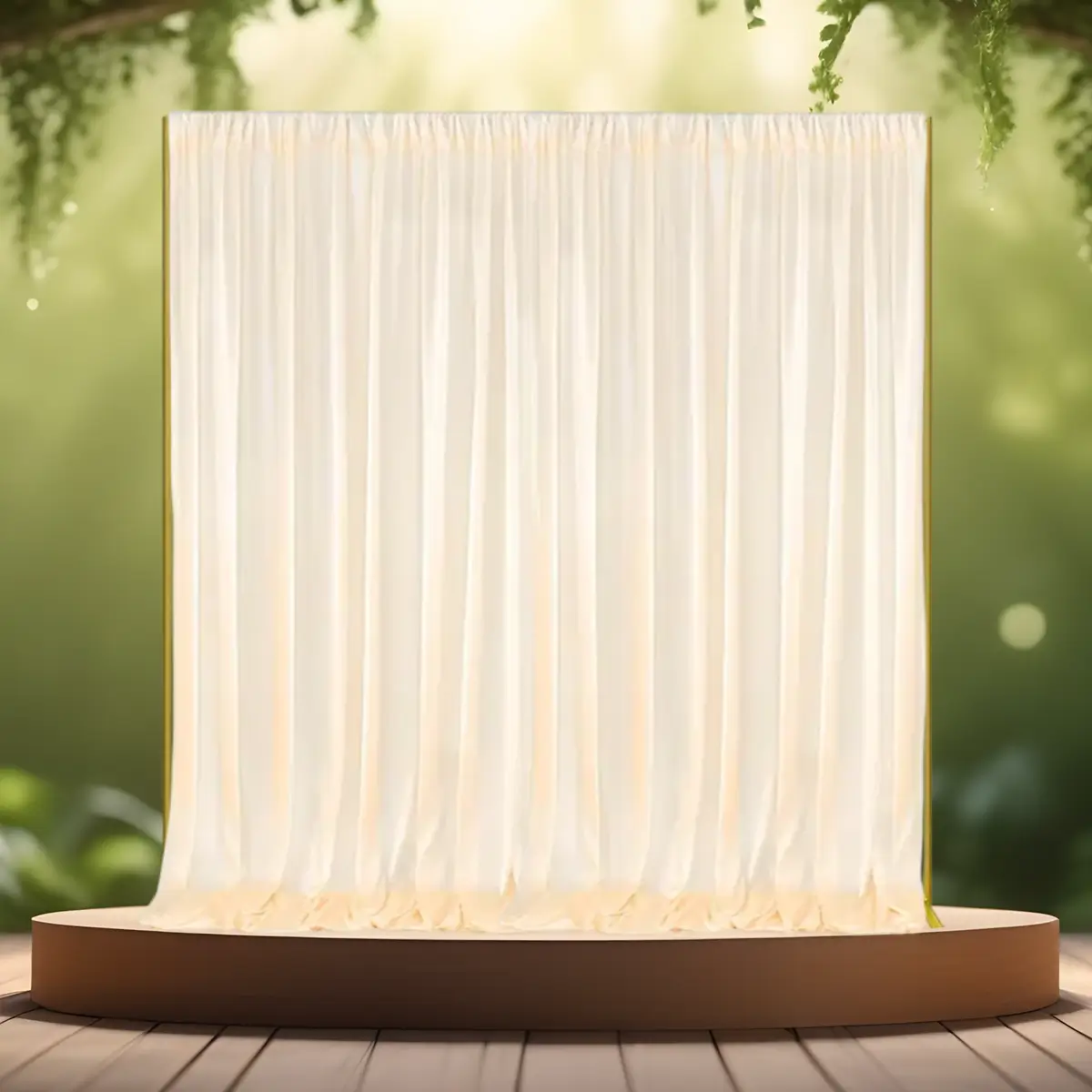 Polyester strækstof - luksus backdrop forhæng - creme - med løbegang