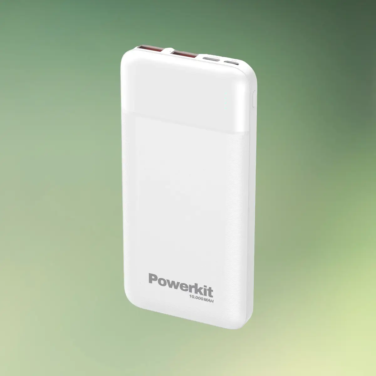 Powerbank med 2 USB-A porte | Hvid | Strøm til USB lyskæder mv. | 10.000 mAh | Powerkit