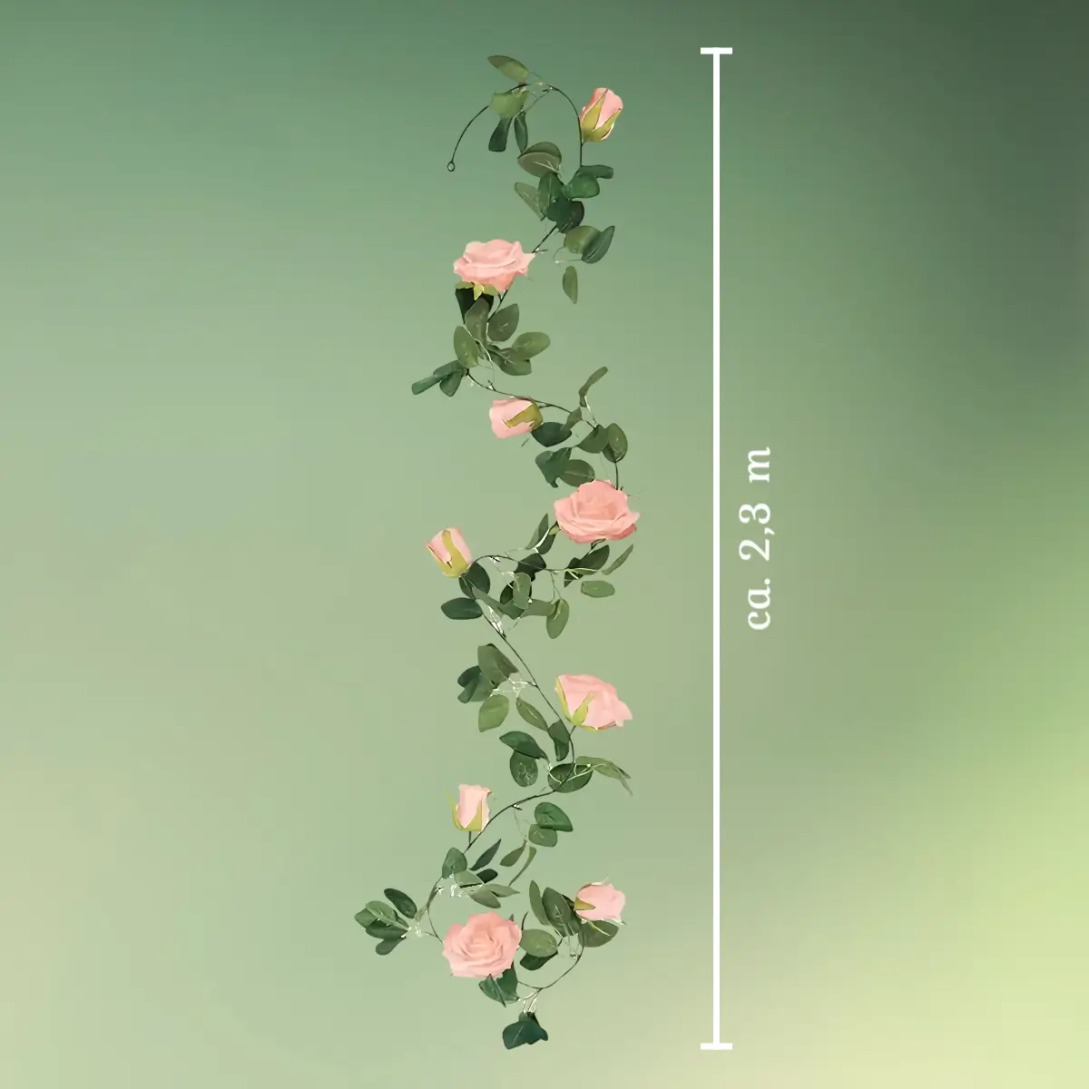 Roseguirlande - lyserød mål (1) kunstig blomsterranke med lyserøde roser