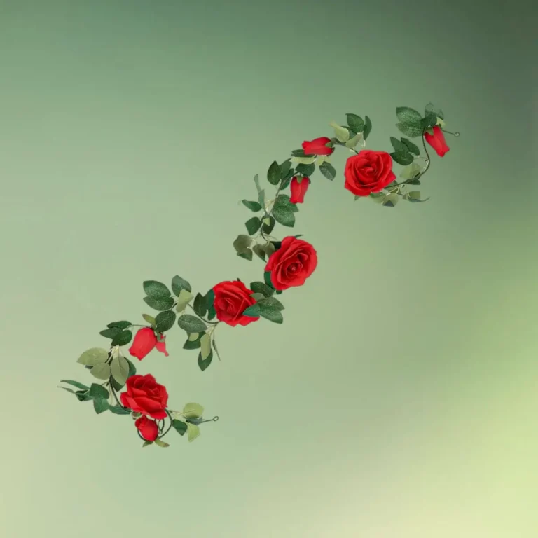 Kunstig blomsterranke med røde roser | Rosenranke | 2,4 m