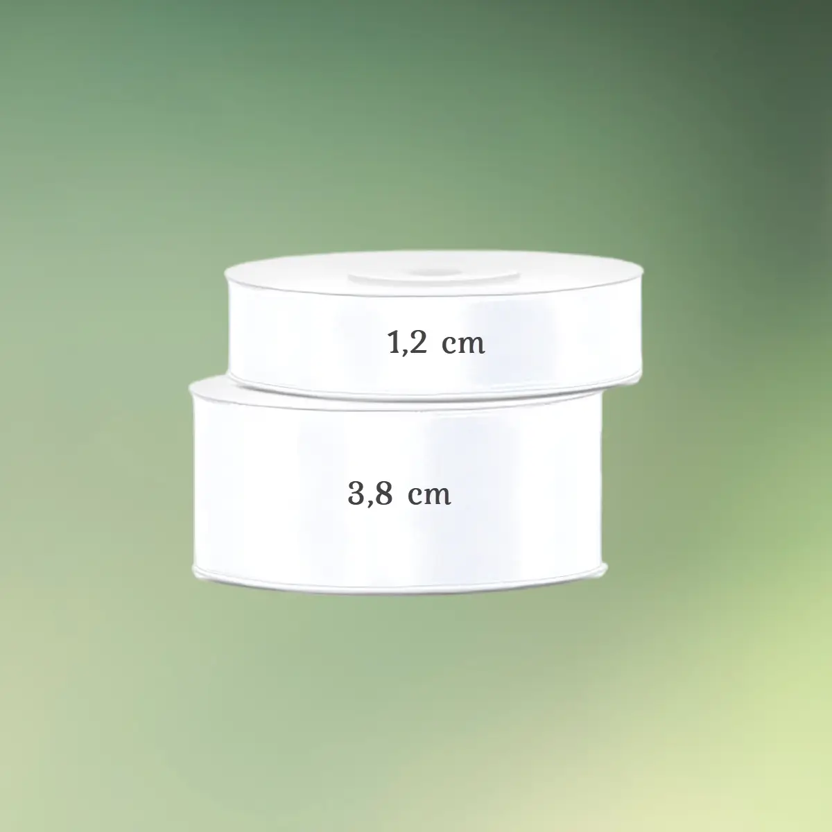 Satinbånd hvidt 3,8 og 1,2 cm