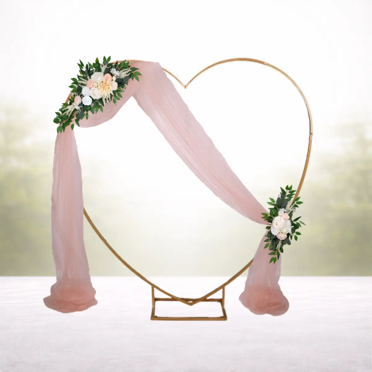 Soft peach x 2 på hjerteformet guld bue hvid (1) lej pakke Soft peach x 2 på hjerteformet guld bue