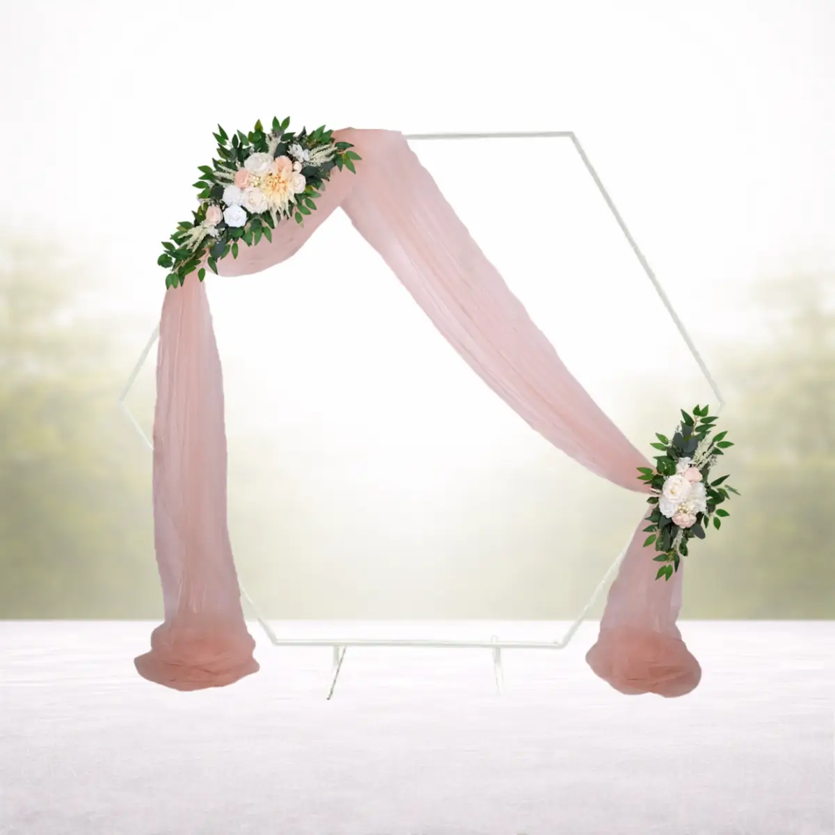 Soft peach x2 på hvid sekskantet bue hvid (1) lej pakke Soft peach x2 på hvid sekskantet bue