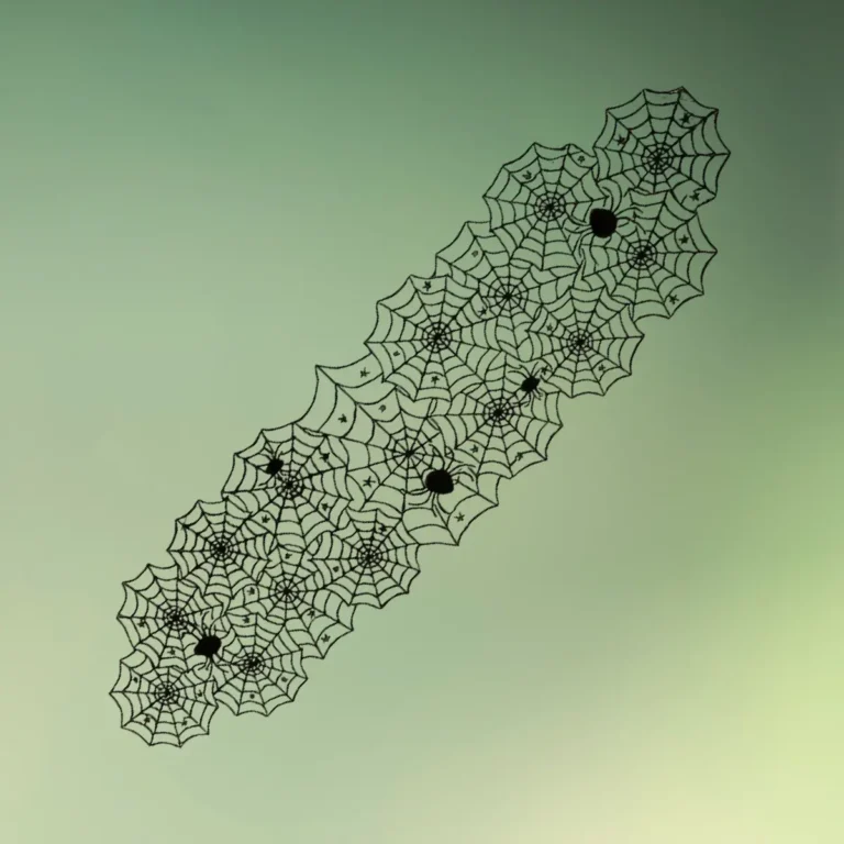 lej Sort Halloween blonde bordløber med spindelvæv og edderkopper