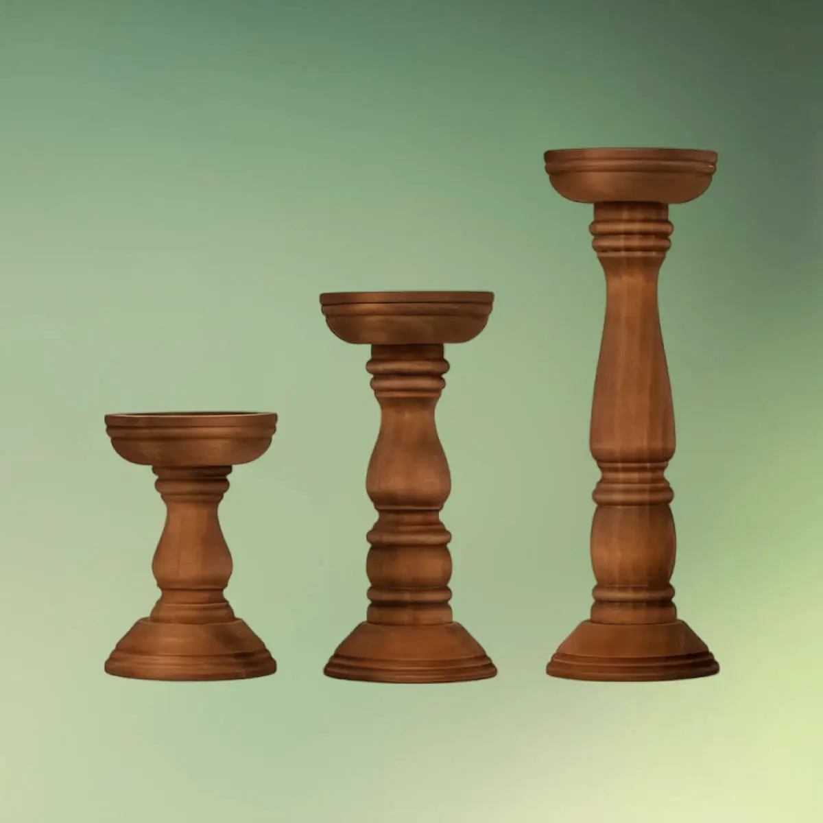 lej Trælysestager til bloklys | Træopsatser til lys eller blomster | 30, 23 og 15 cm