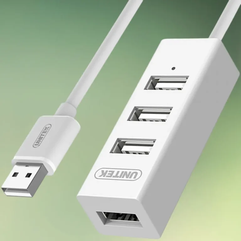 USB-A hub | 4 porte | Hvid | USB fordeler stik | Stik til USB lyskæder mv. | Unitek