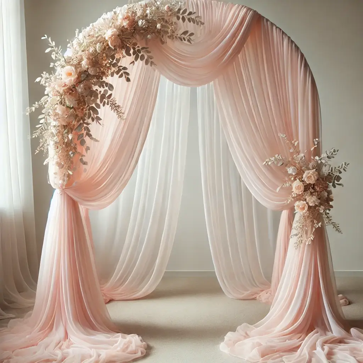 Lyserødt Chiffon stof på vielsesbue