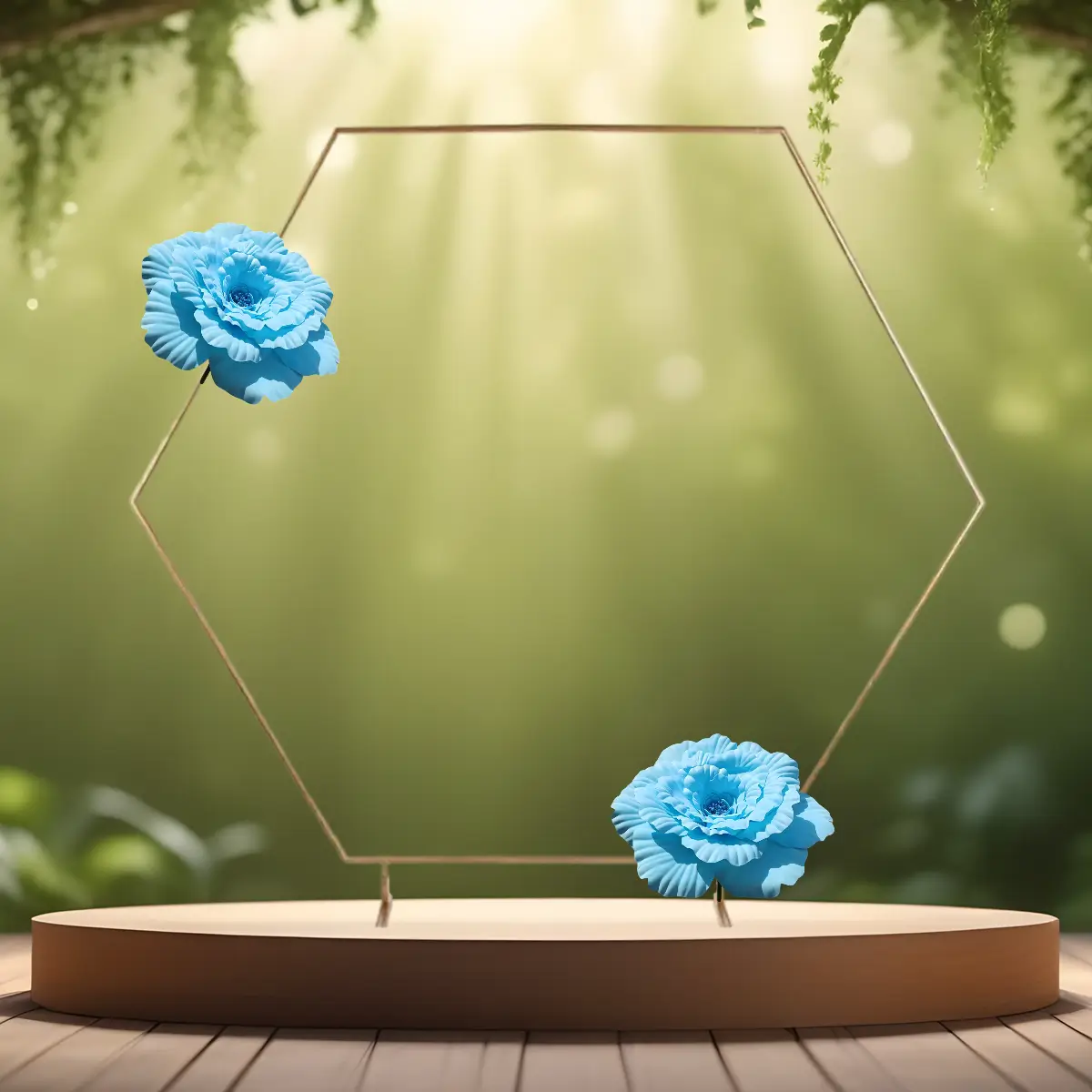 kæmpe pæon blomst 49 cm blå på sekskantet vielsesbue backdrop