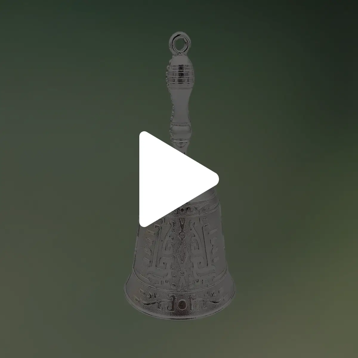 Vintage Håndklokke med Graveringer - Stor - sølvfarvet - video o (1) lej Toastmaster klokke | Dirigentklokke | Håndklokke til taler | Sølv med mønster