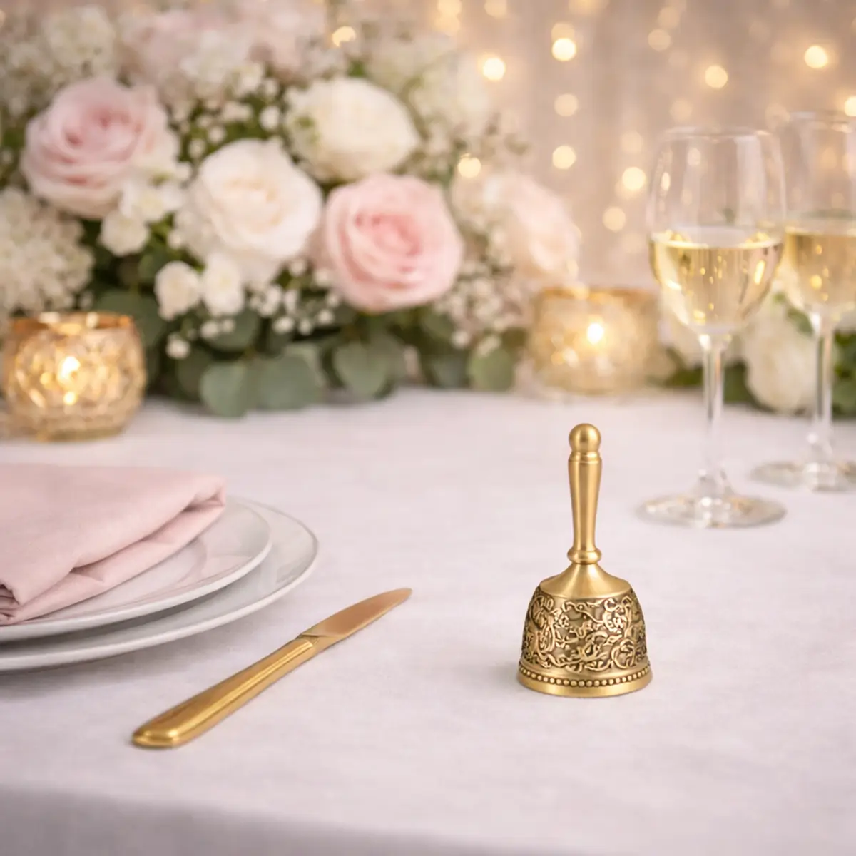 lej Toastmaster klokke | Dirigentklokke | Håndklokke til taler | Bronze med drage og fønix motiv