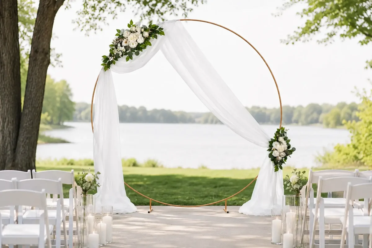 Romantic White på guld bue hvid til vielse