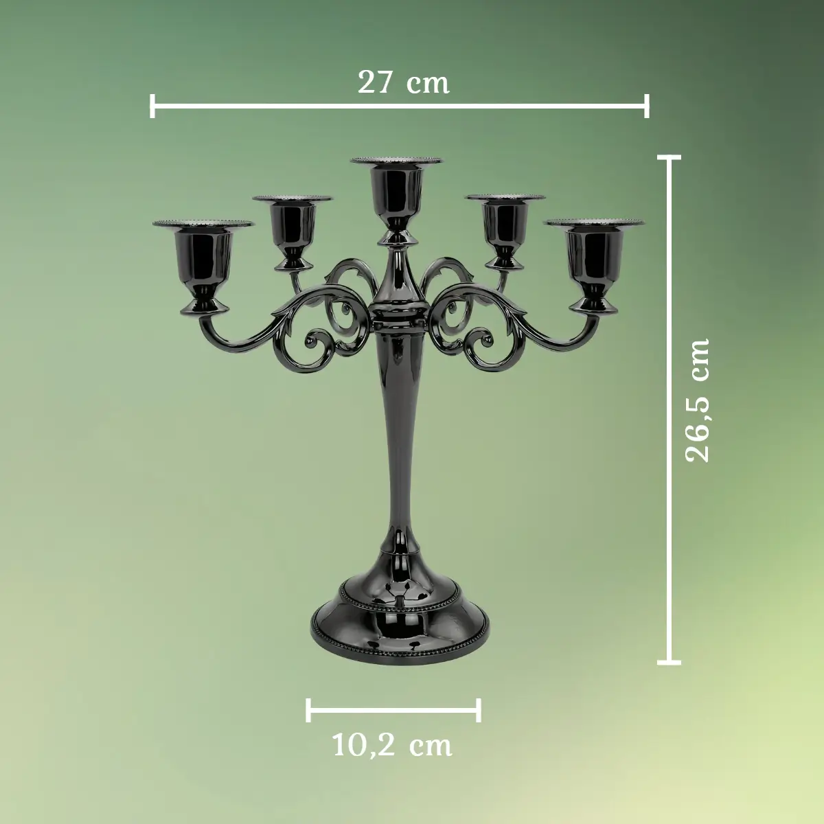 femarmet lysestage sort mål (1) lej Femarmet lysestage | Sort metal | Kandelaber