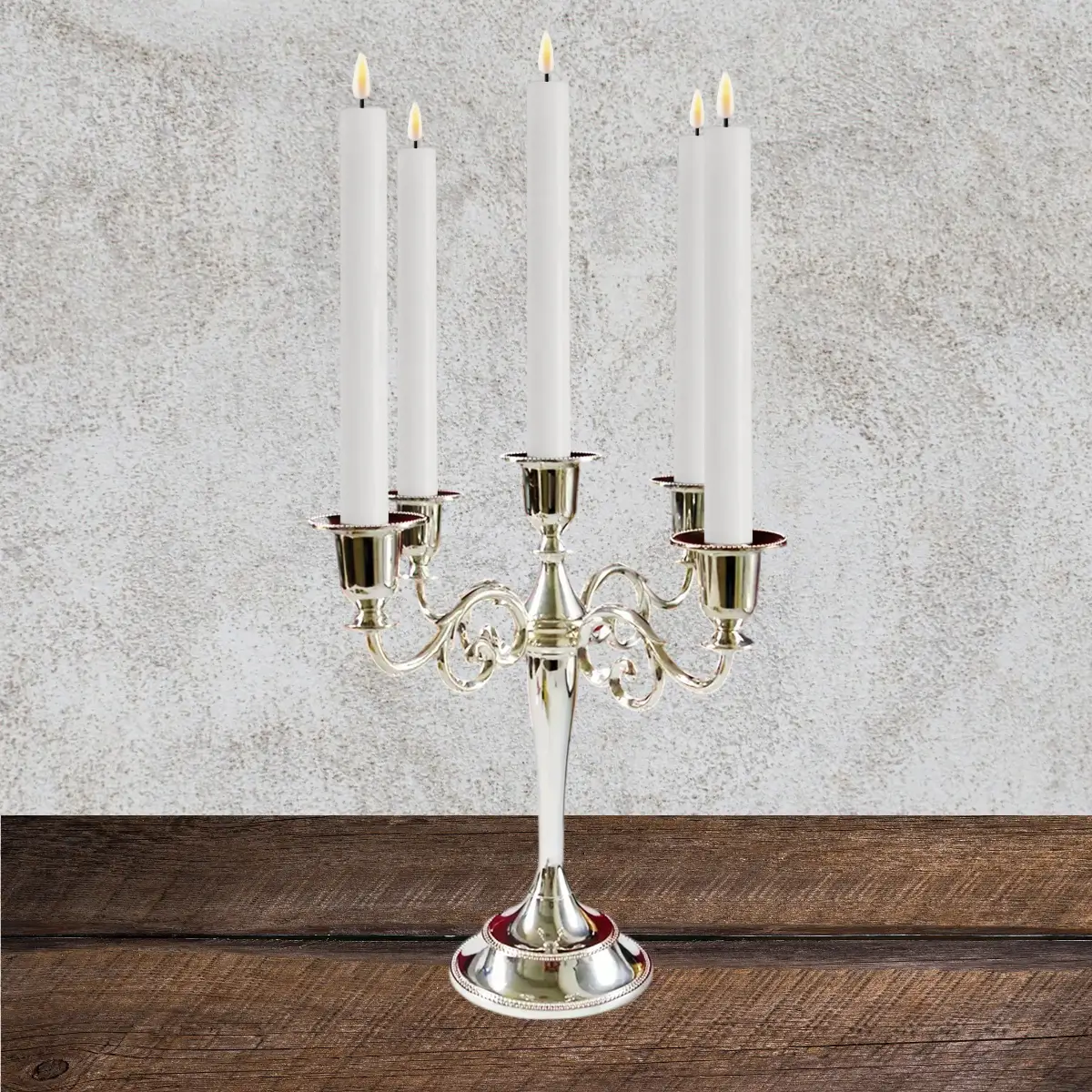 lej Femarmet lysestage sølvfarvet