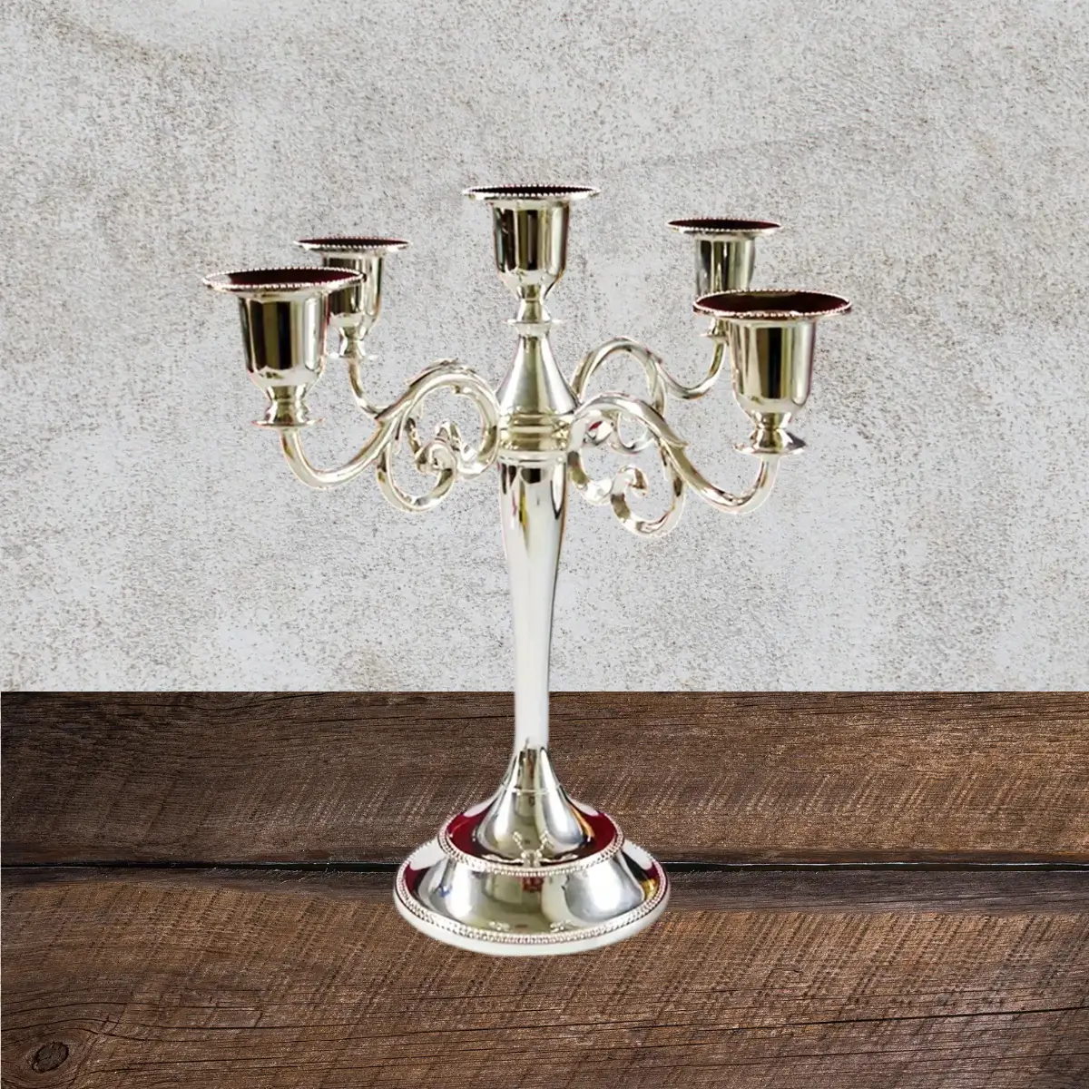 lej Femarmet lysestage sølvfarvet