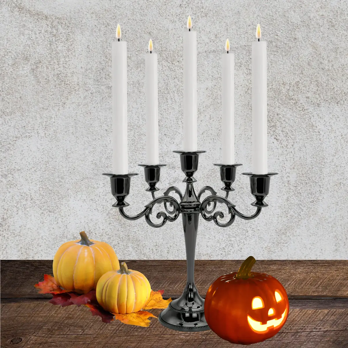 lej Femarmet lysestage | Sort metal | Kandelaber