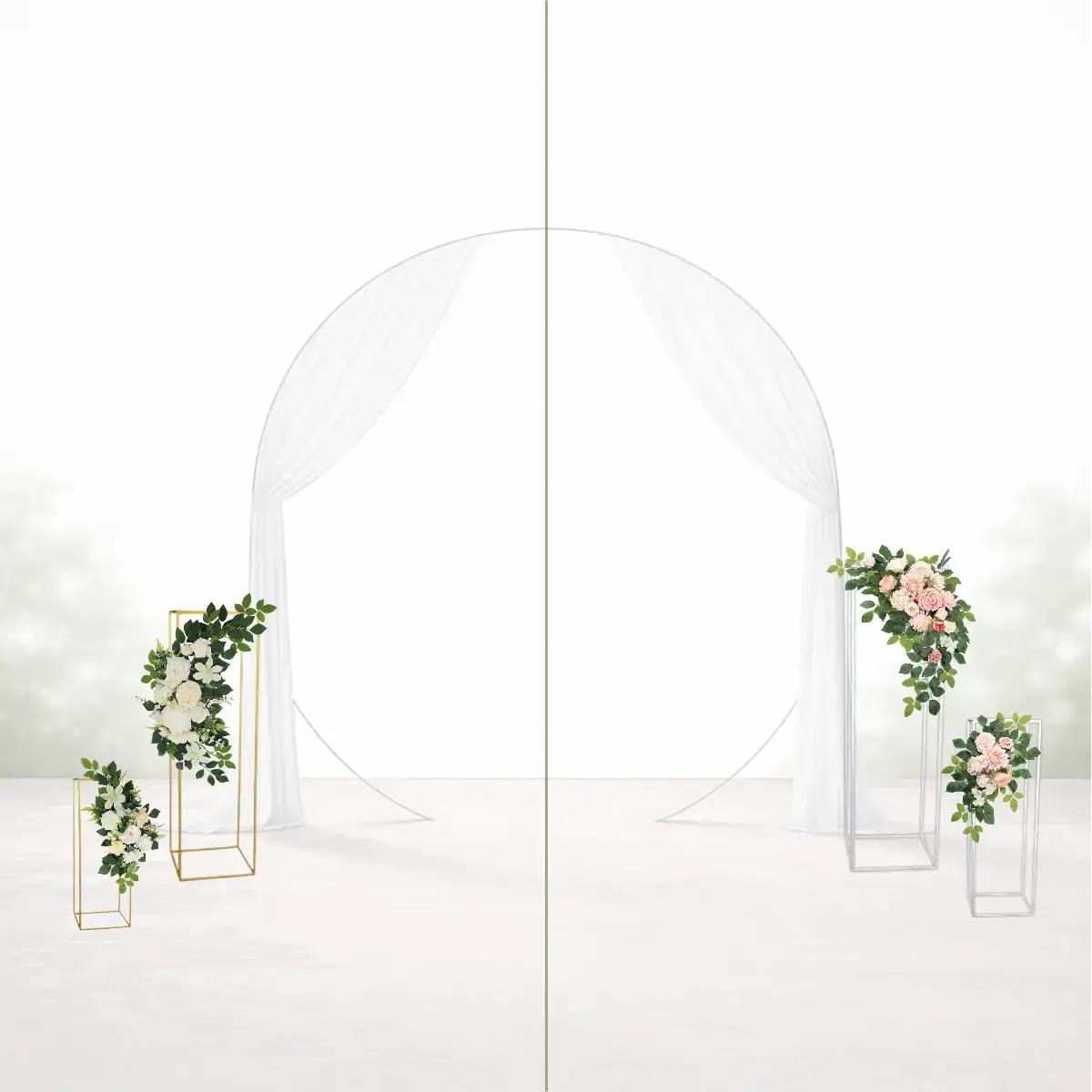 firkant stativer guld hvid - hvid lyserød - splitbillede