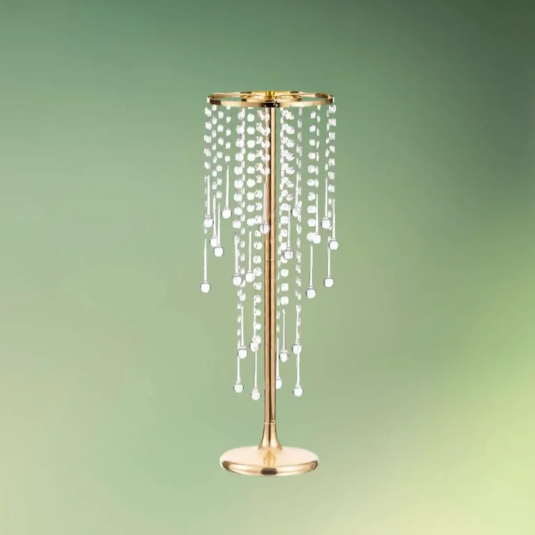 lej Centerpiece stativ med akryl krystaller | Guld dekorationsstativ | 55 cm