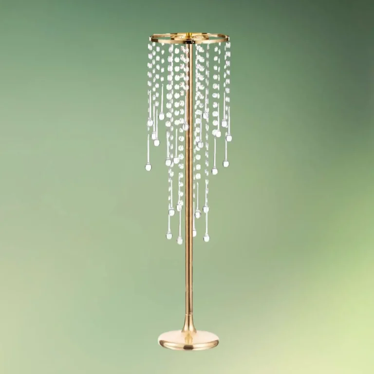 lej Centerpiece stativ med akryl krystaller | Guld dekorationsstativ | 75 cm