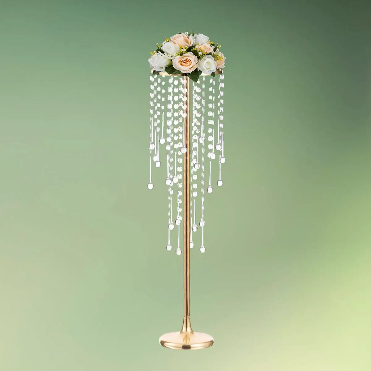 guld stativ med akryl krystaller 75 cm m champ blomst (1) lej Centerpiece stativ med akryl krystaller | Guld dekorationsstativ | 75 cm
