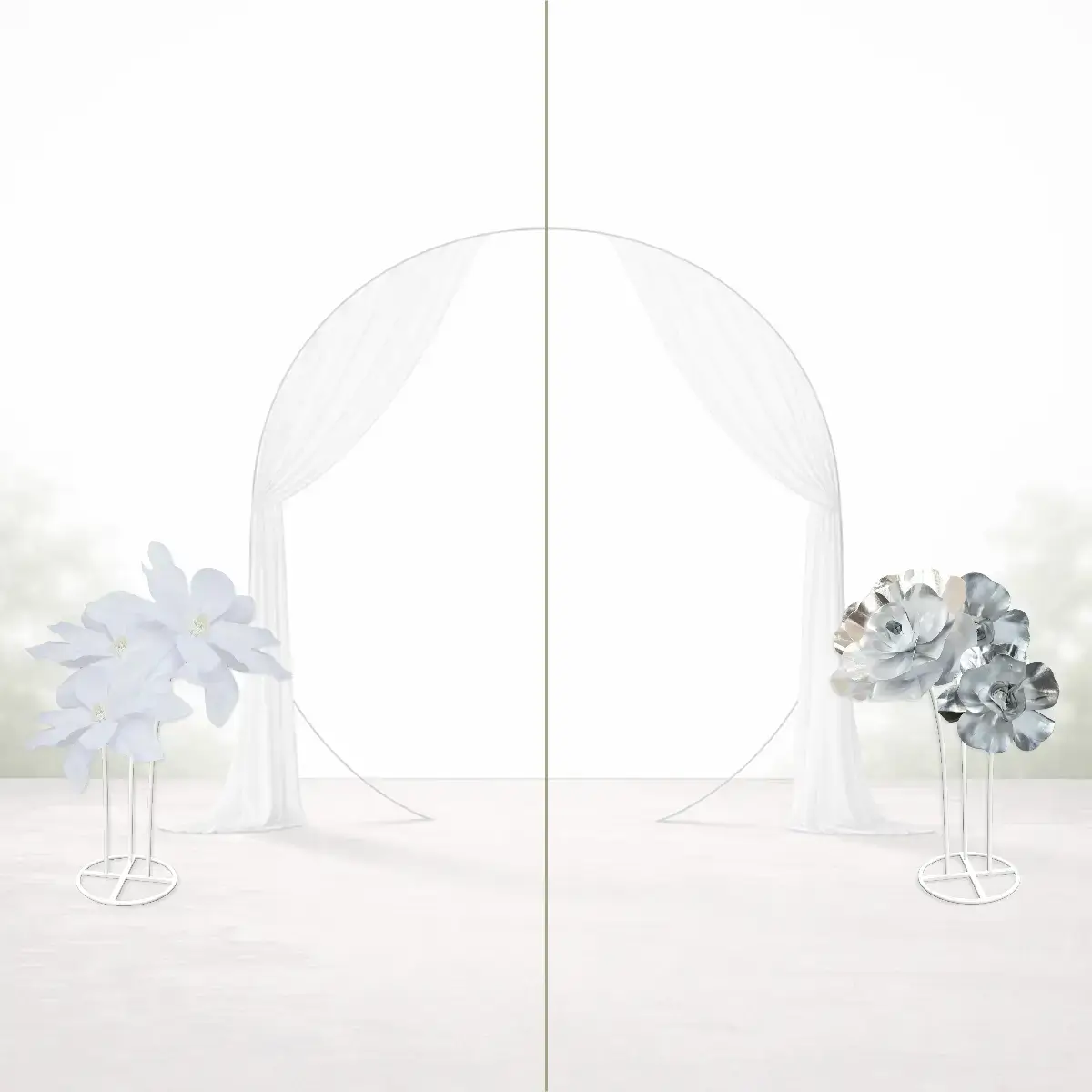 hvide kæmpeliljer - sølv kæmperoser split hvid (1) hvide kæmpeliljer - sølv kæmperoser split billede