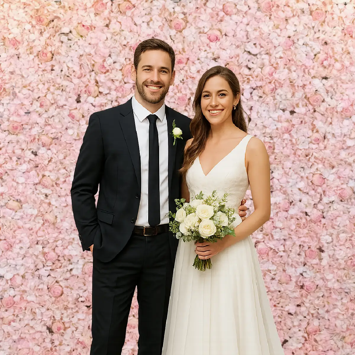 lej Blomstervæg på stativ | 2 x 2,4 m | Blomster panel backdrop | Lyserød