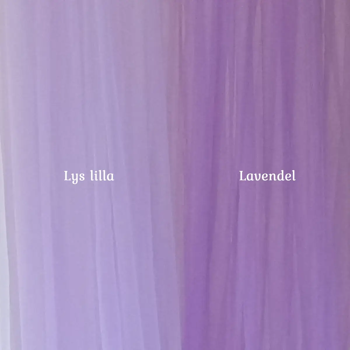 lilla chiffon 2 nuancer med tekst (1) lej lys lilla og lavendel lilla chiffon stof 160x800 cm