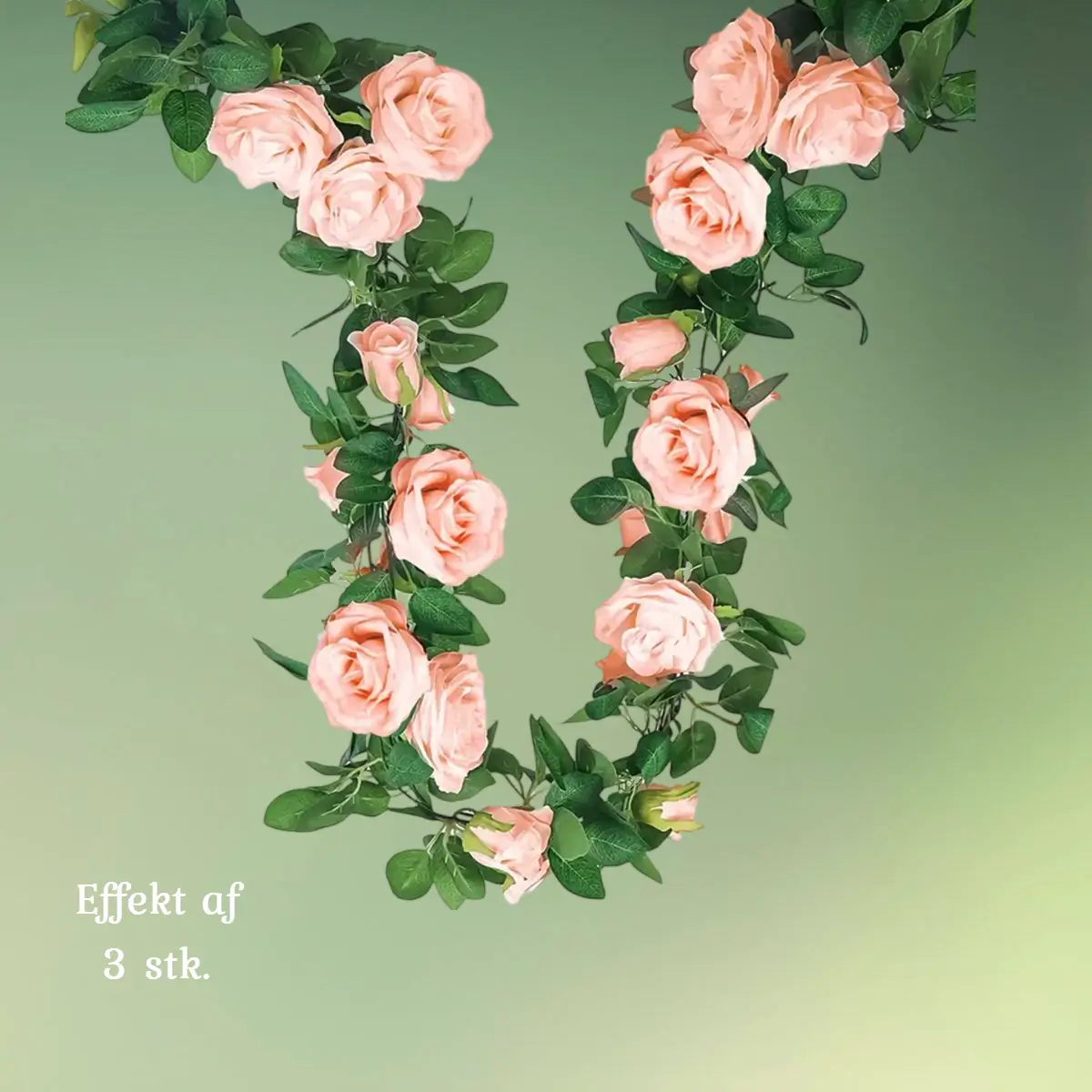 kunstig blomsterranke med lyserøde roser