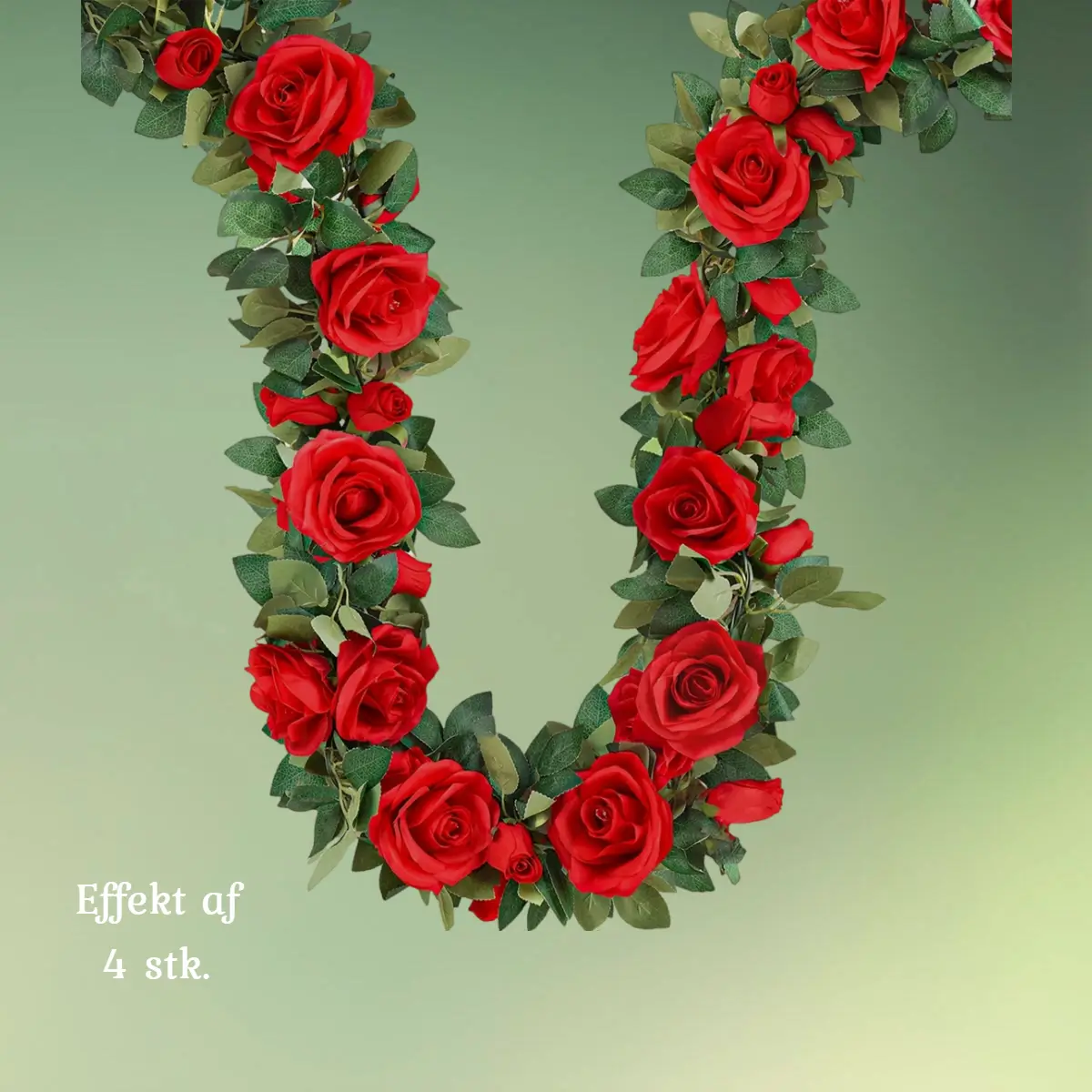 Kunstig blomsterranke med røde roser | Rosenranke | 2,4 m