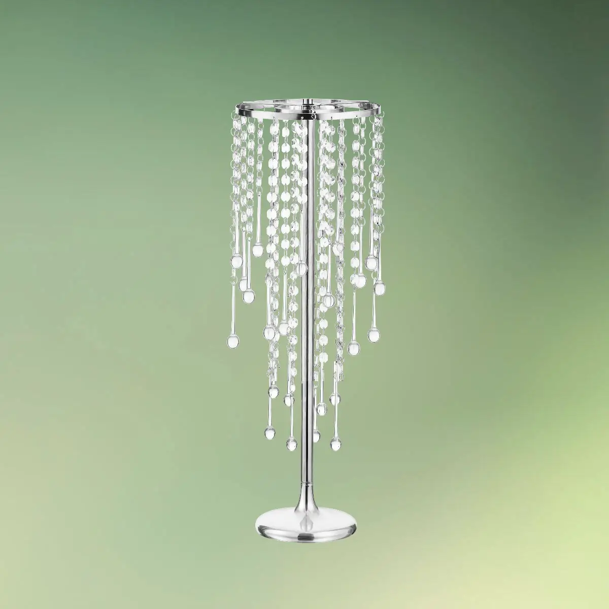 lej Centerpiece stativ med akryl krystaller | Sølv dekorationsstativ | 55 cm