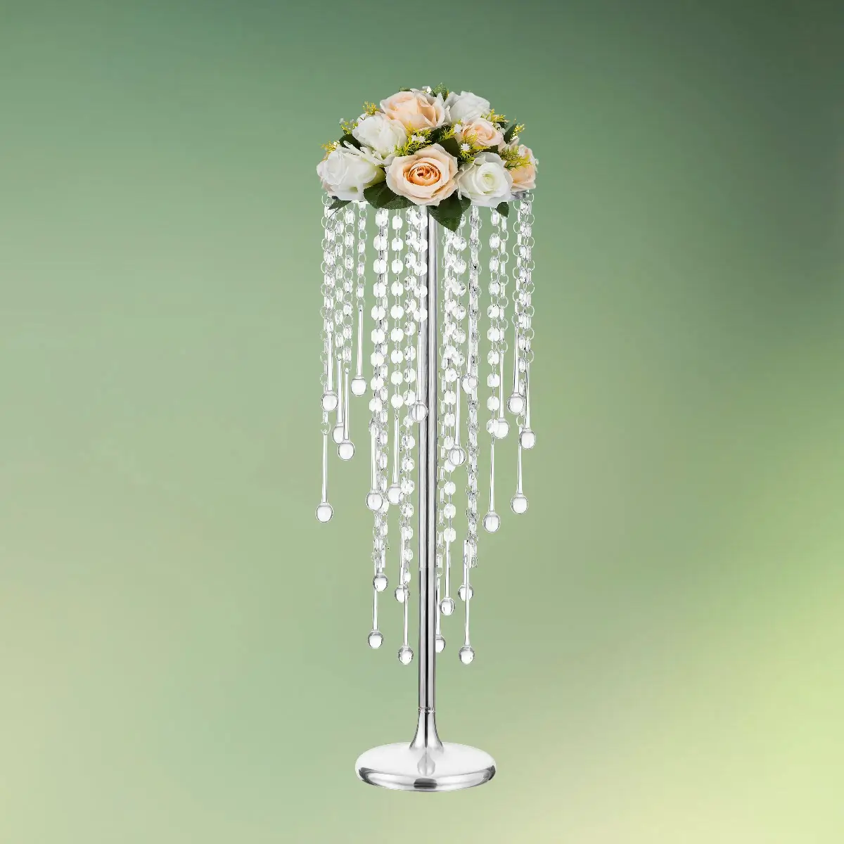 lej Centerpiece stativ med akryl krystaller | Sølv dekorationsstativ | 55 cm
