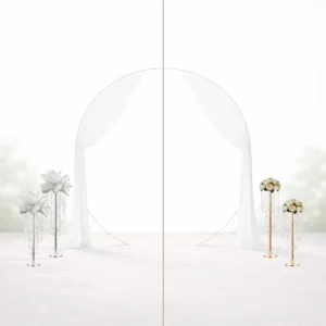 stativer med krystaller - sølv fjer - guld creme - split billede