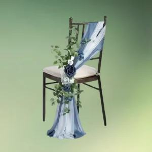 Stolepynt med kunstige blomster og stof - blå